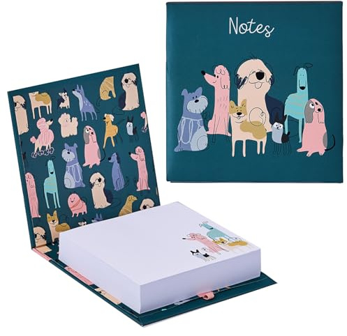 Design By Violet Doodley Dogs Notepad Noteblock with Pen – Fun and Quirky Dog-Themed Desk Essential – 270 Printed Pages for Notes & Jottings