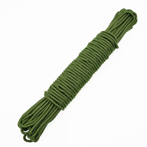 jijAcraft 6MM Sage Green Nylon Rope: Thick Nylon Washing Line Cord 30M | Solid Binding Hanging Twisted Cord Pulley Cord, Heavy Duty Rope for Garden, Hammock, Camping Trips, Marine Rigging