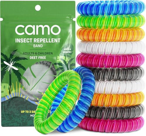 Bracelet anti-moustiques CAMO Max Strength, 12 bracelets anti-moustiques, adapté aux enfants, étanche, emballage refermable, 250 heures de protection (multicolore)