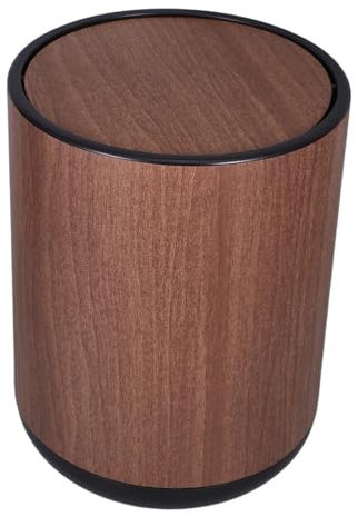 Garneck Papelera Doble Compartimento Con Tapa Abatible Cubo De Basura De Plástico Con Diseño Imitación Madera Ligera y Resistente Para Baño Dormitorio Oficina