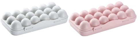 HOMSFOU Set 2 Pezzi Scatola delle Uova per Frigorifero 18 Scomparti, Portauova in Plastica Ecologica Coperchio, Contenitore Salvaspazio per Conservazione Uova Cucina Riutilizzabile