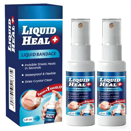 Benda liquida per la pelle, spray impermeabile per ferite, cura delle ferite in gesso liquido, asciugatura rapida, formula traspirante e sicura sulla pelle, 2 pezzi