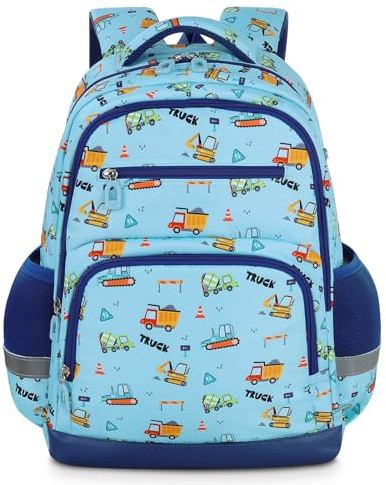 wooshwa Kids Backpack for Girls, Child Backpack, 20L, Ideal for Ages 4+ | Preschool Kindergarten Elementary School & Daycare & Travel, Lightweight Adjustable Durable School Bookbag (Excavator)