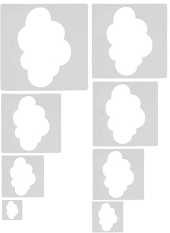Veemoon 8 Pièces Pochoirs Nuage Réutilisables Plastique Modèles Décoratifs pour Peinture Murale Bois Tissu et Toile Matériel DIY pour Dessin Créatif et Projets Artistiques
