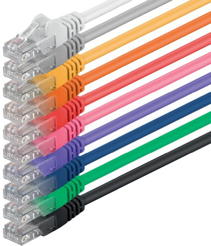 1aTTack.de 5m - 10 Colors - (PACK) - CAT.6 CAT6 Ethernet Lan Network Cable 1000 Mbps Patch Cable