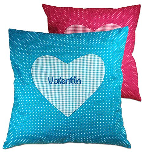Cojín con nombre para bautizo azul, 40 x 40 cm, regalo para niños, regalos de bebé, regalo de cumpleaños, cojín de peluche con nombre, regalos de Papá Noel