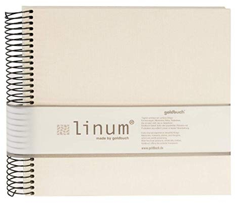 goldbuch 12931 Spiralalbum Linum, Foto Album 20 x 20 cm, Fotoalbum mit 40 chamoisfarbene Seiten, Erinnerungsalbum aus Leinen, Fotobuch für Bilder und Fotos zum Einkleben, Beige