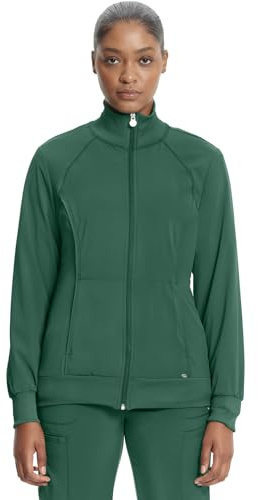 Cherokee Infinity Scrub Jacket for Women Zip Front Contemporary Fit Hunter Green M