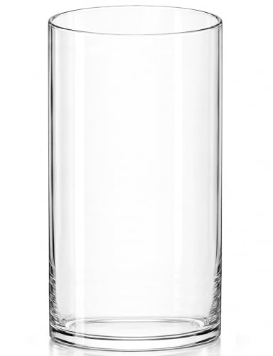 Royal Imports Flower Glass Vase Decorative Centerpiece for Home or Wedding - Cylinder Shape, 12 Tall, 6 Opening, Clear