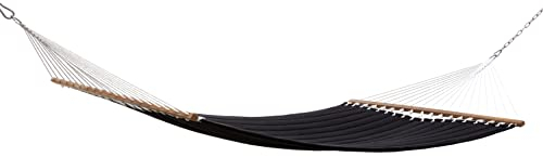 GRASEKAMP Qualität seit 1972 Stabhängematte 200 x 140 cm gepolstert Schwarz Hängematte Hammock Mehrpersonen 160 Kg