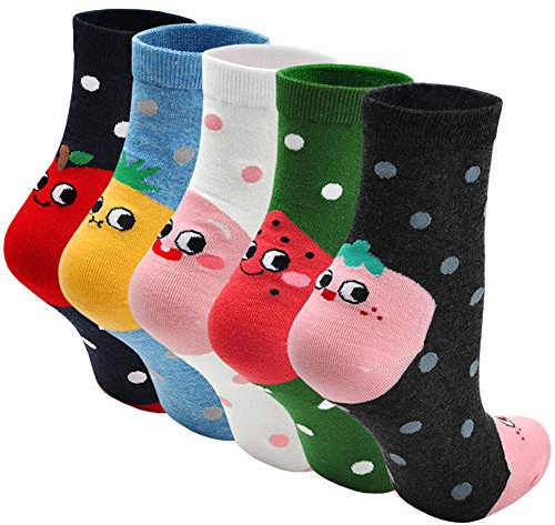 LOFIR Chaussette Chat Chien Femmes Fantaisie Chaussettes, Chaussettes Mignonnes avec Motif Animal, Chaussette Doux en Coton pour Femmes Filles Chaussettes Patte de Chat, Taille 35-41, 5 paires