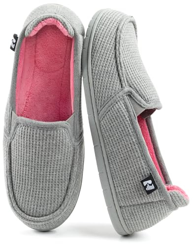 RockDove Women's Two-Tone Hoodback Slipper with Removable Insole, Size 8 US Women, Grey/Pink