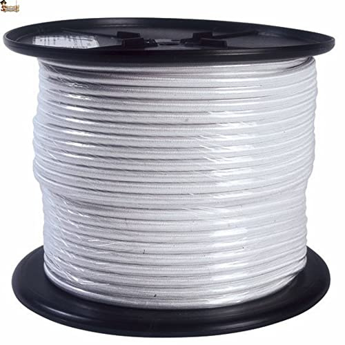 BricoLoco.com Cuerda elástica Goma para Lona Piscina o remolques. Redonda. Cordón pulpos Transporte. Náutica, Pesca, navegación. Color Blanco. (25, Ø 8 mm.)