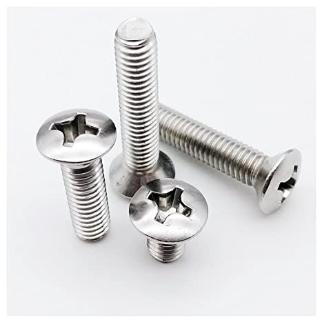 ZZTWER 10/50pcs M2 M2.5 M3 M4 M5 M6 GB820 DIN966 A2-70 304 Stainless Steel Cross Raised Countersunk Head Half Oval Screw Bolt screw (Length : 60mm, Size : 50pcs M2.5)