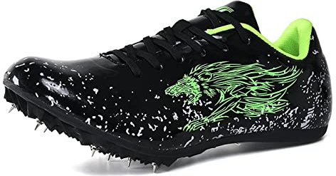 BLBK Spikes friidrott barn 8 naglar unisex friidrottsskor, halkfria ungdoms sportskor sprint män kvinnor 36–45, svart, 45 EU