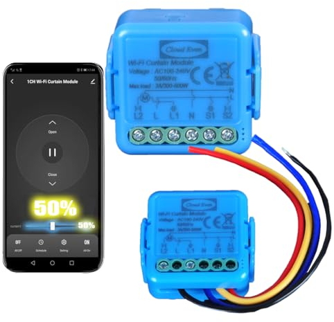 Cloud Even Modulo Comando WiFi per Tapparelle, Controllo Vocale con Alexa e Modulo Comando per Tapparelle Elettriche, Timer e Controllo App Smart Life, Compatibile con Persiane e Tende (2 Pack)