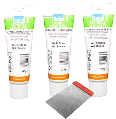 Herbol Schnell Spachtel 3 x 375g weiss + Spachtel Fertigspachtel Spachtelmasse
