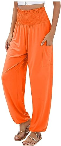 Pantalon de yoga en coton pour femme, style harem, taille haute avec volants, hippie, décontracté, ample, droit, palazzo, pour le loisir, confortable, bohème, pour la danse, plage, indien, gitan