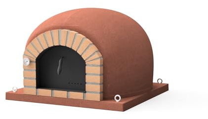 MOVELAR - Horno de Leña Exterior de Obra STROMBOLI (Burdeos - 120 x 120 x 85 cm) - Horno de obra grande, cocción con leña, aislado con corcho, 3 mantas cerámicas incluidas - REF: 7019/2