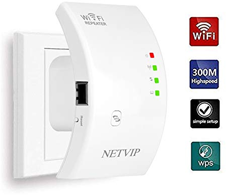 WLAN Repeater Verstärker mit LAN Anschluss, 300Mbit/s/2.4GHz WiFi Range Extender Wireless Access Point mit WPS, Funktioniert mit Allen WLAN-Router