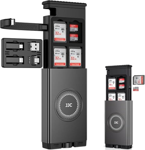 JJC Lecteur de Carte SD/Micro SD USB 3.1 Tout-en-Un avec Câble Multifonction et Adaptateur - 24 Emplacements