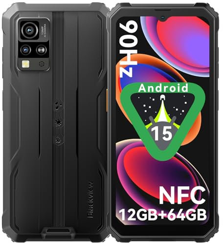 Blackview BV4800 SE Rugged Smartphone, 2025 Newest Android 15 Phone, 12GB RAM+64GB ROM/2TB Rugged Phone, 6.56'' 90Hz Display, 16MP AI Camera, IP68/69K Waterproof, 5100mAh, NFC, Face Unlocked -Black