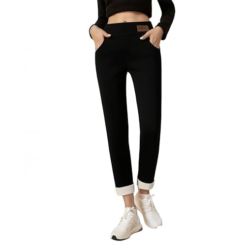 YKDLLF Leggins Termici Donna Invernali Pantaloni Termici in Poliëster Sportivi Donna a Vita Alta Felpati Collant Leggings Pantaloni Fatto di Poliëster Capri con Vita Alta