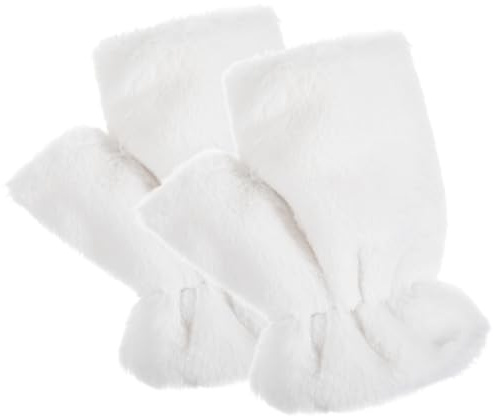 Grevosea Fingerlösa handskar för kvinnor, vintervarma handskar halvfinger mjuk lurvig handske för löpning, cykling, körning, skrivning, halloween, cosplay, kostymtillbehör (vit)