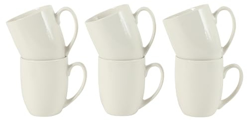 Gibson Home Great Essentials 16 Ounce Porcelain Coffee Mugs - Set of 6 - Cups for Latte, Hot Tea, Cappuccino, Mocha, Espresso, Cocoa