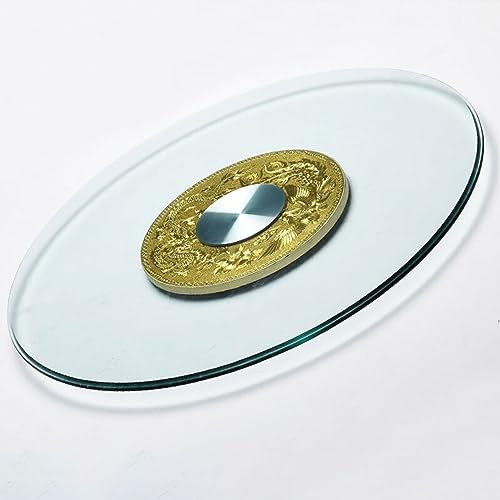 Vändskiva i härdat glas slät roterande serveringsbricka med aluminiumlegeringslager perfekt för matbord restauranger och underhållande