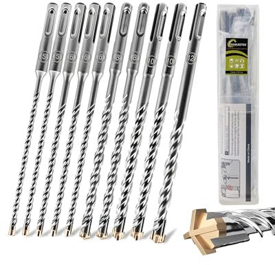 SANLEETEK SDS Plus HammerBohrer Set - 10PCS 160mm SDS Plus Betonbohrer Set Steinbohrer Set für Mauerwerk Ziegel Granit Beton Stein Durchmesser 5 * 2+6 * 3+8 * 2+10 * 2+12mm