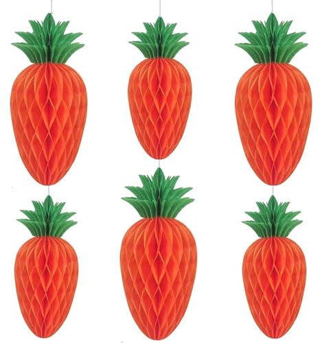 YGCHEN Colgantes de Zanahoria de Pascua en Papel Panal, Bolas Decorativas de Panal con Forma de Zanahoria, Ideal para Decorar Ramas de Pascua, Árbol o Mesa de Fiesta