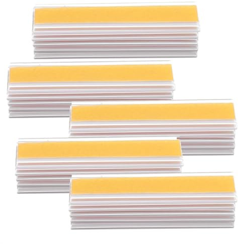 50 Pièces Porte Etiquette Adhésif Transparent 76 x 25 mm, Support Etiquettes Autocollantes pour Etagère, Porte Affiche Prix Plastique pour Magasin Bureau Cuisine, Compatible Papier Autocollant Imprima