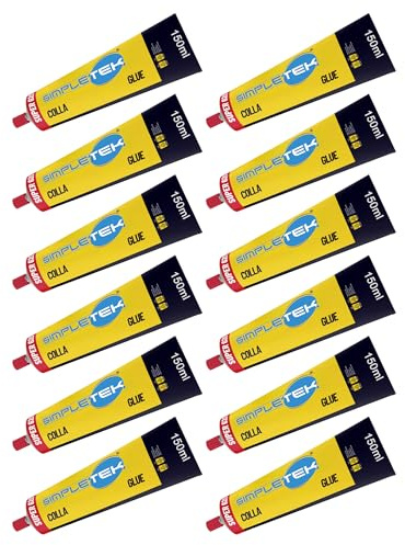 SIMPLETEK - 12X Colla Adesivo Neoprenico Super 620 - Tubetto da 150ml - Adesivo di Contatto ad Alta Resistenza per Pelle, Cuoio, Sughero, Plastica e Gomma