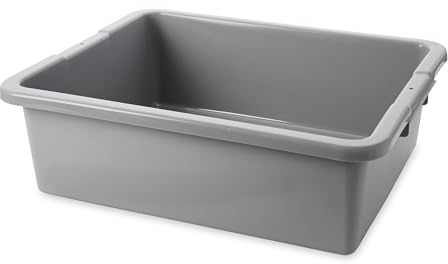 Rubbermaid Commercial Products Standard Bus/Utility Box, 7-Gallon, Gray, Heavy Duty Plastic Restaurant Wash Basin/Dish Washing Tub for Kitchen Organization/Storage