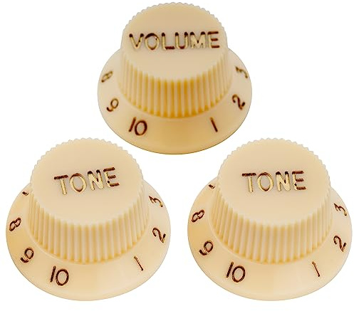 Musiclily Strat Potiknöpfe 1 Volume 2 Tone Knobs Set für Metrische Poti Strat Style E-Gitarre, Creme(3er Set)