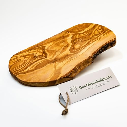 OLIVENHOLZBRETT skärbräda av olivAntipastibräda/Vesperbräda/serveringsbräda/chacaturieboard/brödbräda av olivOlivträbräda med naturlig kant, 35 cm