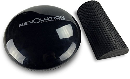 Revbalance Adjustable Wobble Cushion and High Density Rocker Combo for Balance Training, Recovery, and Physical Therapy (Black)