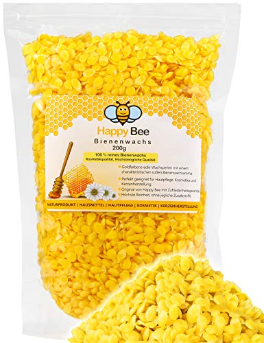 100% pure beeswax pastilles | 200 grams - natural beeswax | wax pastilles | ideal pastilles for natural cosmetics, candle making and beeswax wipes - Bee wax
