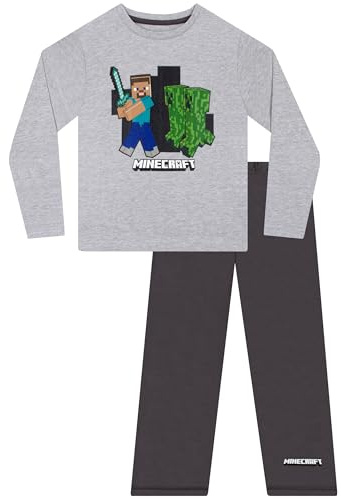 Minecraft - Ensemble De Pyjamas - Steve et Creeper - Garçon, Gris, 9-10 ans