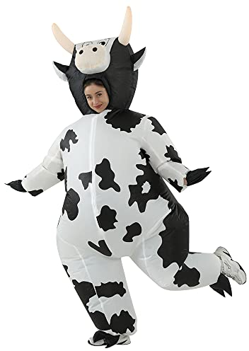 RHYTHMARTS Disfraz inflable de vaca para adultos, disfraz de vaca para Navidad y Halloween