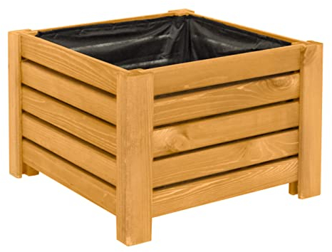 BOGATECO Fioriera per Esterni in Legno | 38 x 38 cm | Marrone | Perfetto per Giardino Terrazza Balcone | Scatola Quadrata | Costruzione e Impregnato Robusta | Arriva Assemblato | con Agro-Tessile