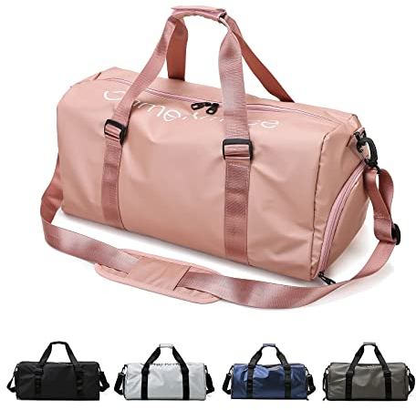 Sporttaschen für Damen und Herren, Reisetasche und Handtaschen - mit Schuhfach und Nassfach - Travel Bag für Sport, Fitnessstudio, Duffle Bag für Wochenendreisen (Rosa)