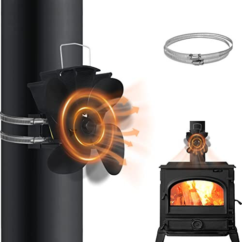 UISEBRT Ventilador de chimenea con 4 hojas, ventilador de estufa sin electricidad, silencioso ventilador de chimenea accionado por calor en la chimenea para estufa de leña, quemador de leña, tubo de