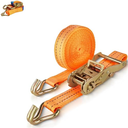 Safetytex Spanngurt 2 Tonnen - 35 mm x 6 Meter - Zweiteilig mit Spitzhaken & Ratsche - Hochwertiges Polyester - Sicherer Transport & zuverlässige Ladungssicherung (2 Stück)