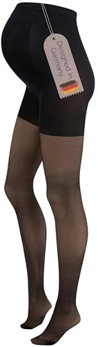 Herzmutter Collants grossesse femme Voile 20DEN - Collant de maternité transparents et mats - Beige, Noir - Lot de 1-1200 (L-XL, Noir)