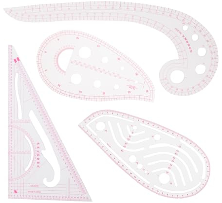 4 Styles schneiderlineal, kurvenlineal, nählineal, sewing gauge, schneider-lineal, nähzubehör lineal, schneider lineal, kleidunglineal, lineal nähen, Französisches Metrisches Lineal-Set.