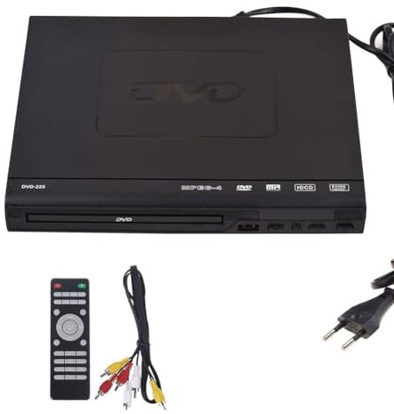 Rordigo DVD-225 - Lettore DVD per la casa, lettore multimediale digitale, uscita AV con per TV, VCD, lettore DVD, spina EU