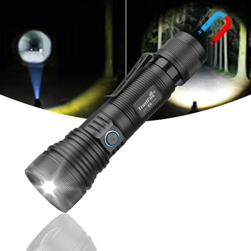 TrustFire E6 Torcia LED Potente Professionale, 1500 Lumens Torcia LED Ricaricabile USB-C Zoomabile, Coda del magnete, Torcia Portatile a Lungo Raggio 550 MetriPer Campeggio Trekking Emergenza