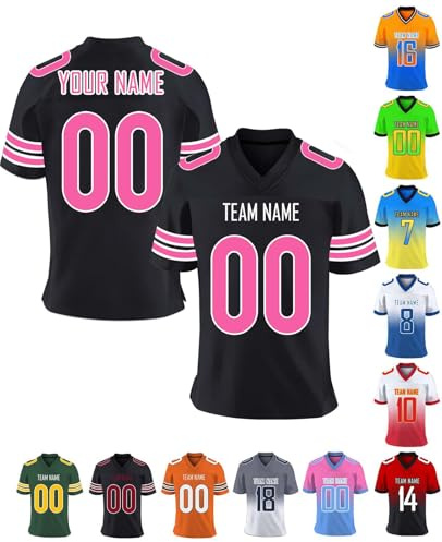Black Custom American Football Jersey Personalised Team Name Number Tops Customised Football Shirt for Women Men Youth Kids